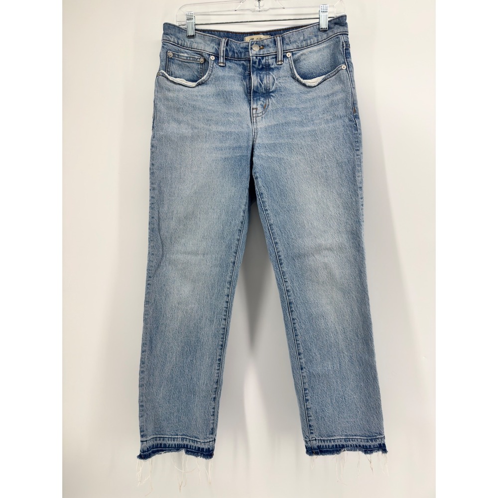 Madewell Mid-Rise 90s Straight Jean Light Wash Raw Hem 28P